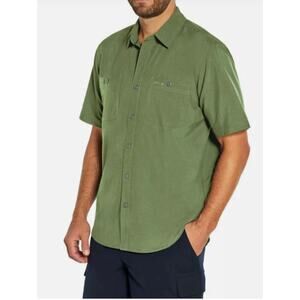 ORVIS Short Sleeve Button Up Performance Tech Shirt Green Mens Size S
